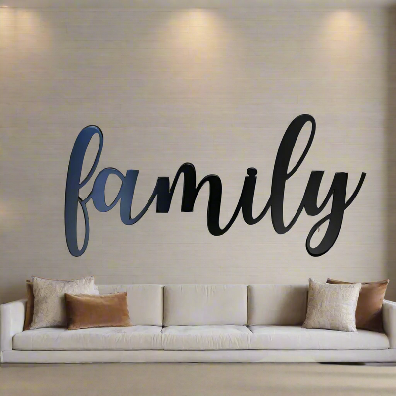 Family Cursive Metal Wall Art - Michigan Metal Artwork