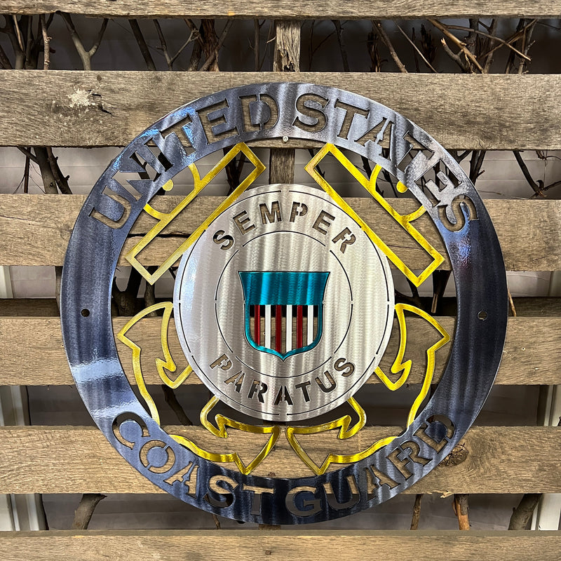 United States Coast Guard Metal Wall Art Logo - Michigan Metal Artwork