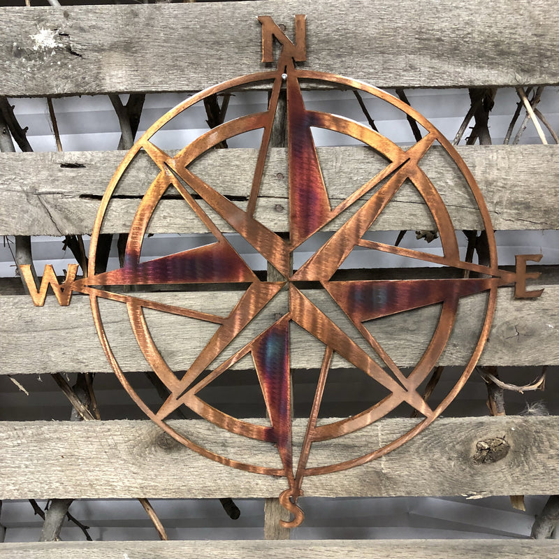 Nautical Compass Rose Metal Wall Art - Michigan Metal Artwork