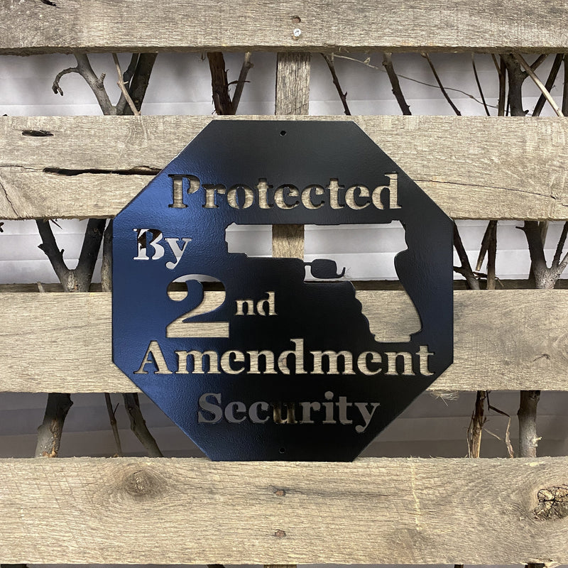 Protected By 2nd Amendment Metal Wall Art Sign - Michigan Metal Artwork