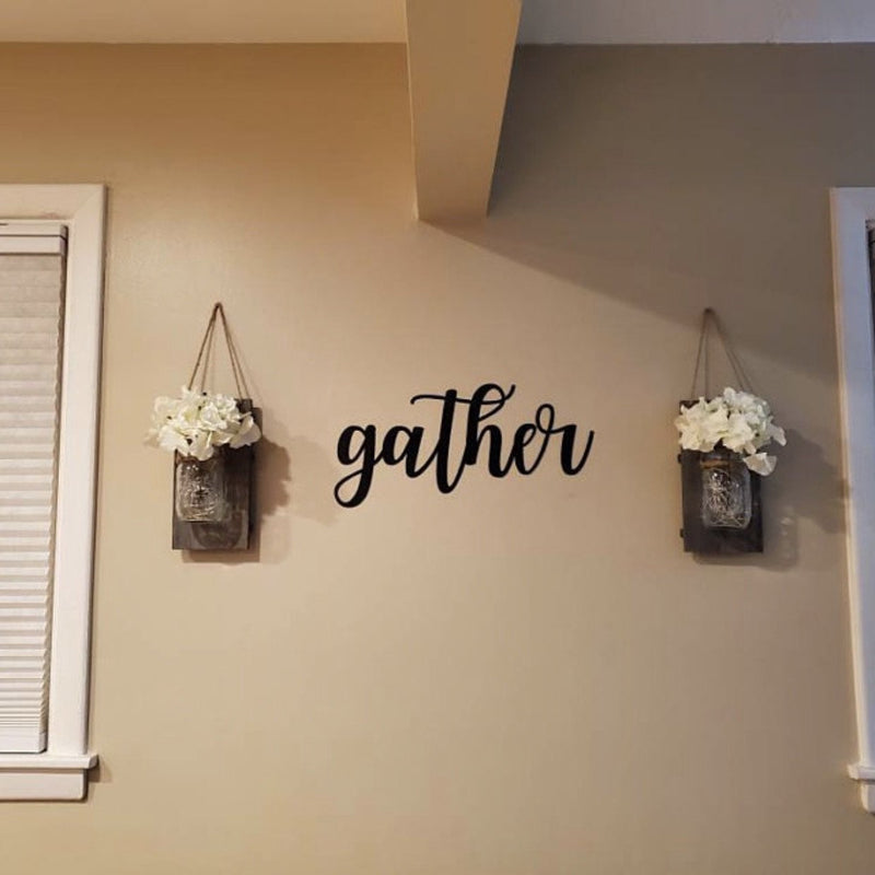 Gather Cursive Metal Wall Art - Michigan Metal Artwork