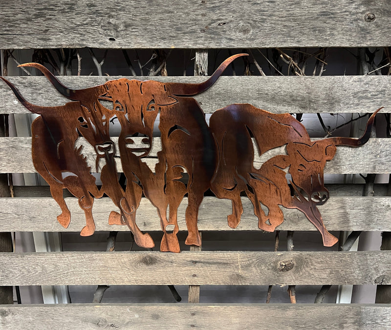 Running Bulls Metal Wall Art - Michigan Metal Artwork