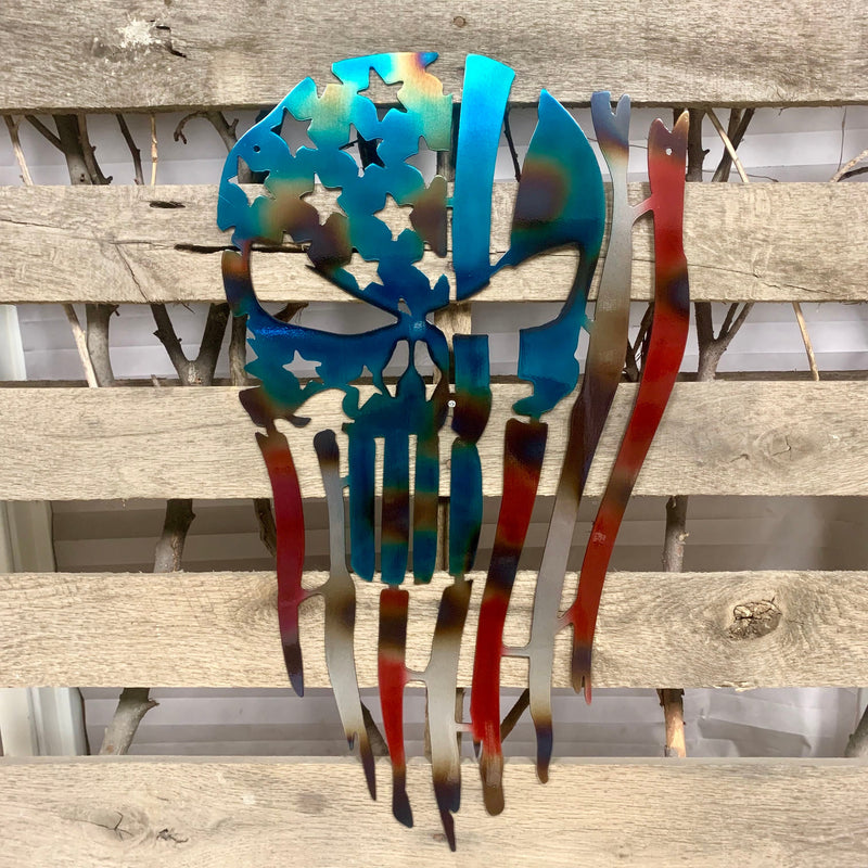 Punisher Flag Metal Wall Art - Michigan Metal Artwork