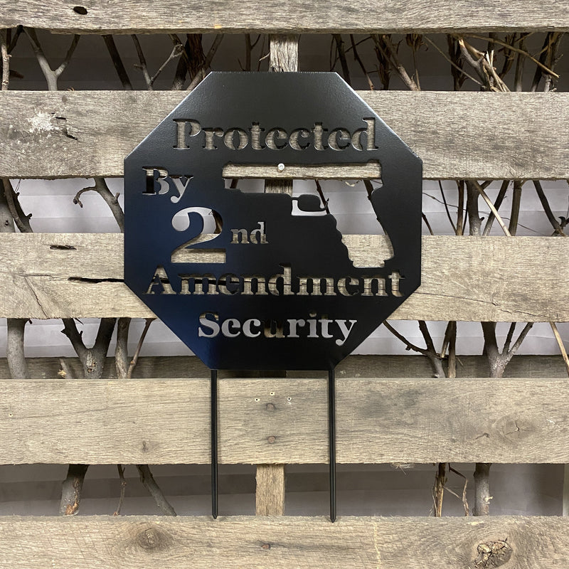 Protected By 2nd Amendment Metal Wall Art Sign - Michigan Metal Artwork