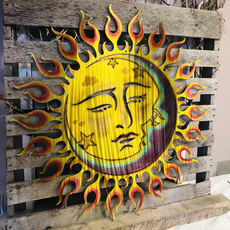 Celestial Sun & Moon Metal Wall Art - Michigan Metal Artwork