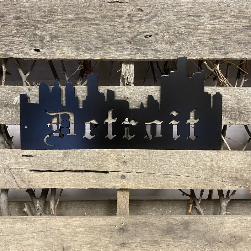 Detroit Skyline Metal Wall Art - Michigan Metal Artwork