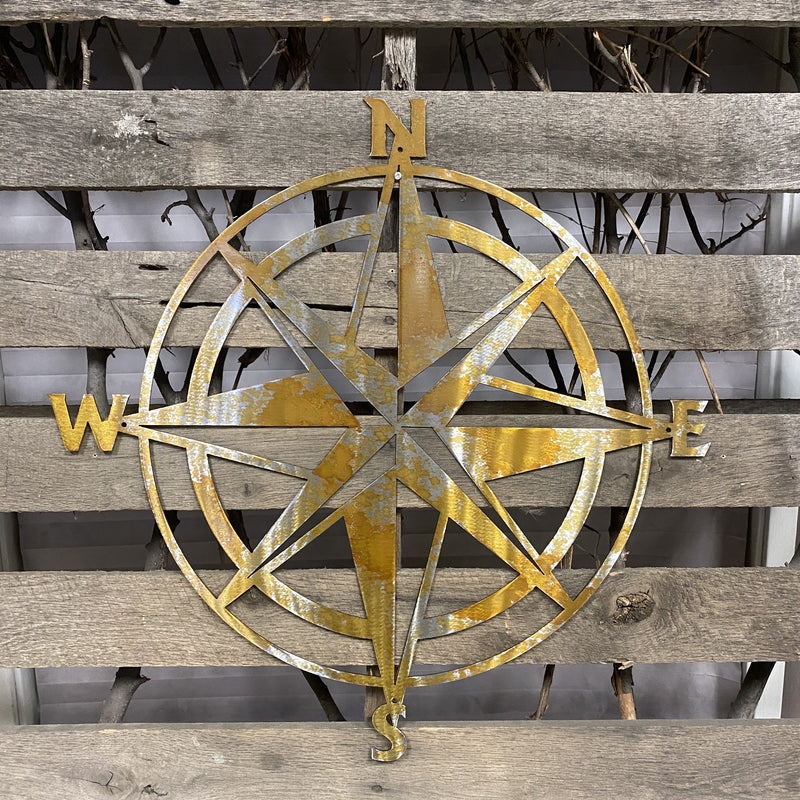 Nautical Compass Rose Metal Wall Art - Michigan Metal Artwork