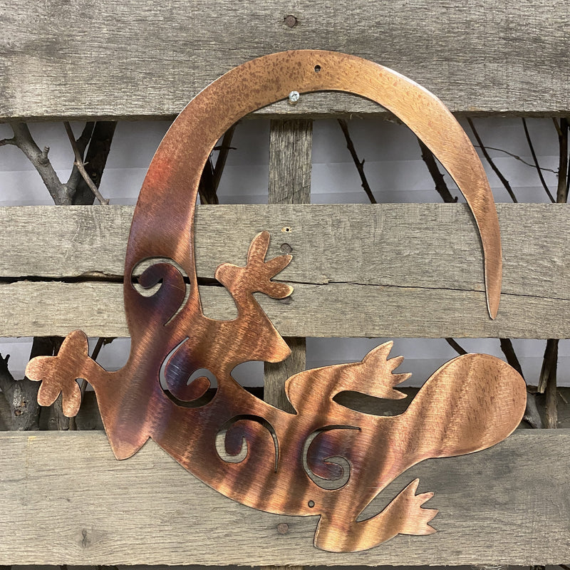 Tail Chasing Gecko Metal Wall Art - Michigan Metal Artwork