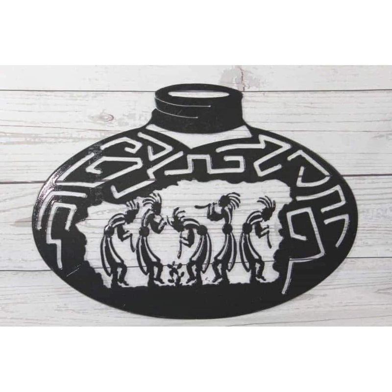 Kokopelli Pottery Jug Metal Wall Art - Michigan Metal Artwork