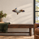 Michigan Upper Peninsula Metal Wall Art in Polished Metal With Torch, without HOME lettering, displayed in a Northwoods-inspired interior.