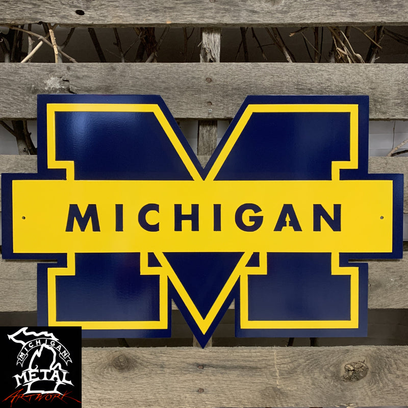 Michigan Wolverines (2 Piece) Metal Wall Art 18 X 11 Sports