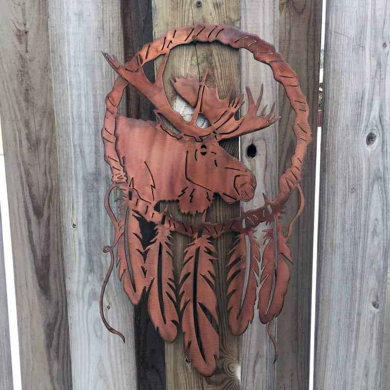 Moose Dream Catcher Metal Wall Art - Michigan Metal Artwork