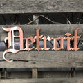 Old English Detroit Metal Wall Art - Michigan Metal Artwork