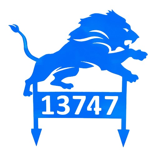 Detroit Lions Metal Yard Art & Custom Address Sign - Michigan Metal Artwork