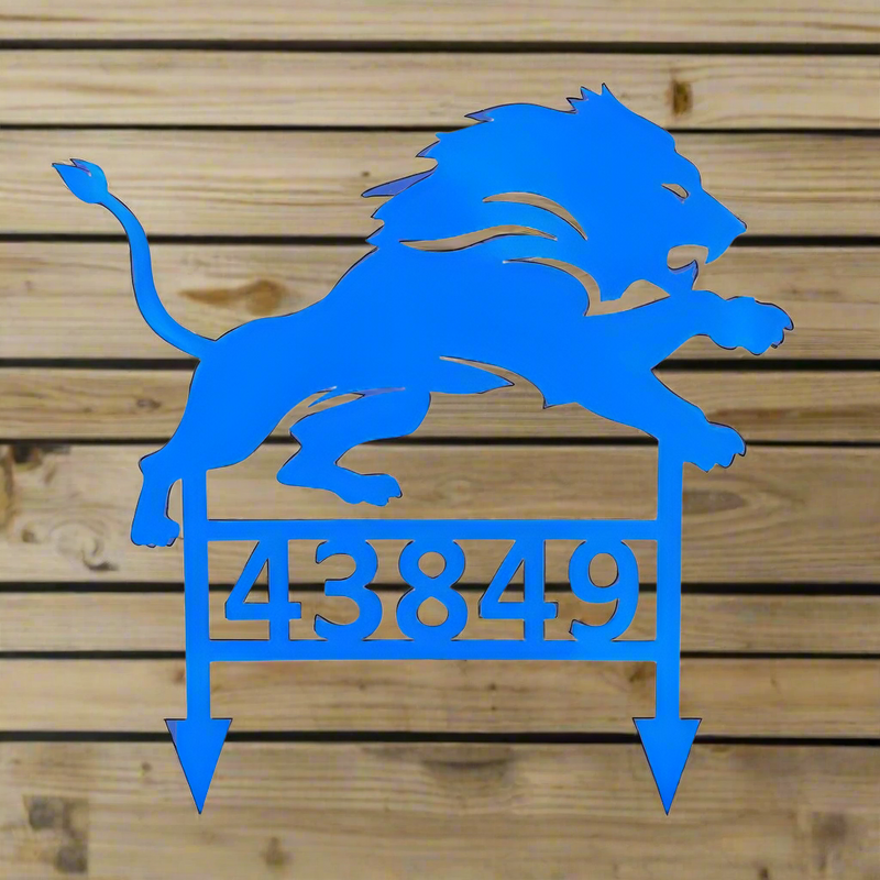 Detroit Lions Metal Yard Art & Custom Address Sign - Michigan Metal Artwork