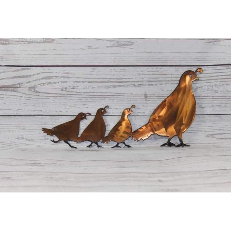 Quail Family Of Four Metal Wall Art - Michigan Metal Artwork