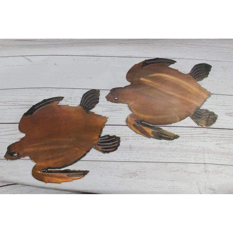 Seaside Turtle Metal Wall Art (2 Piece Set) - Michigan Metal Artwork