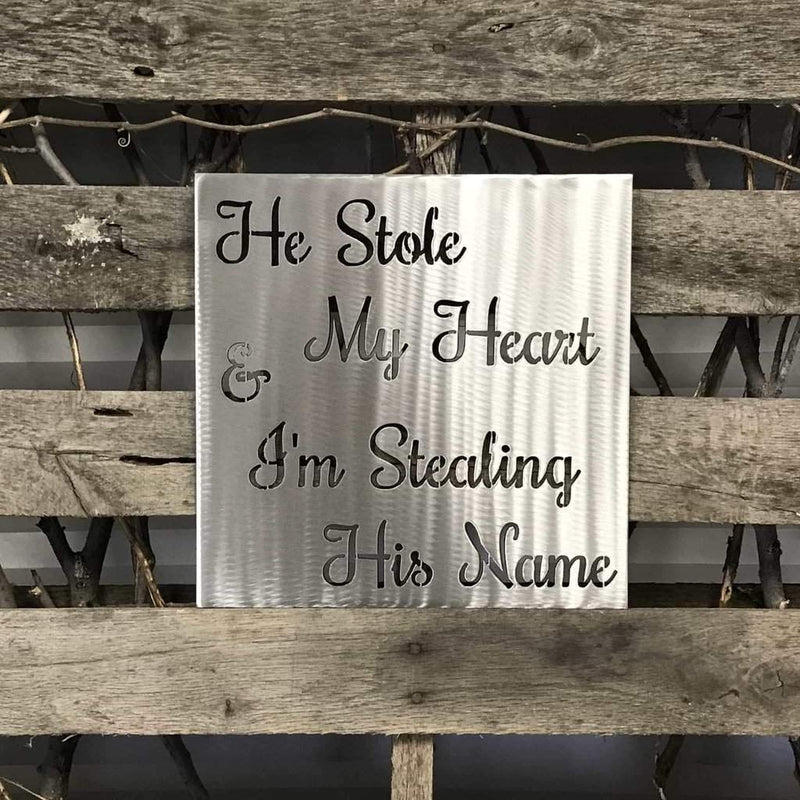 Stole My Heart Metal Wall Sign - Michigan Metal Artwork