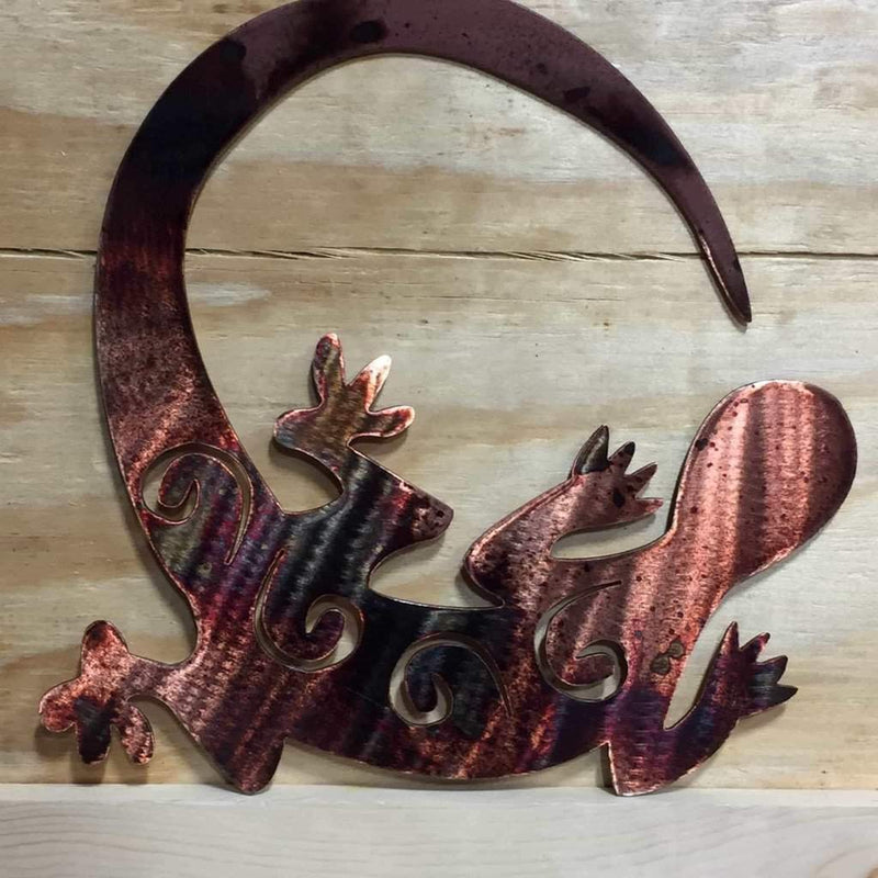 Tail Chasing Gecko Metal Wall Art - Michigan Metal Artwork