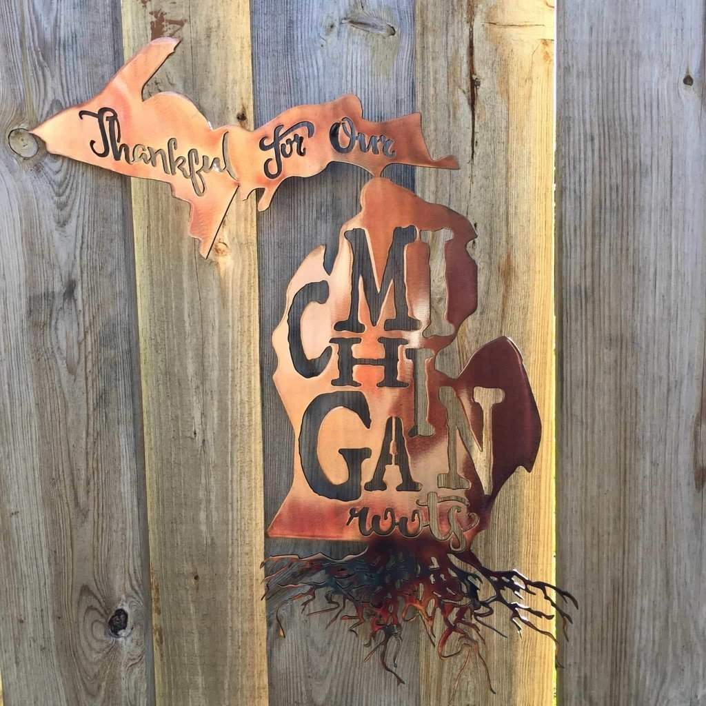 Michan Roots Thankful For My Michigan Roots Metal Wall Art