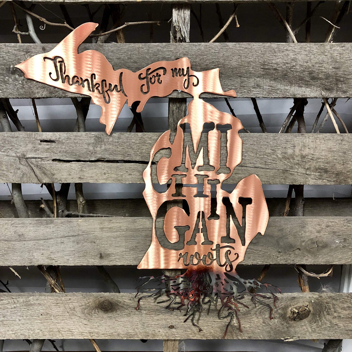 Thankful For My Michigan Roots Metal Wall Art
