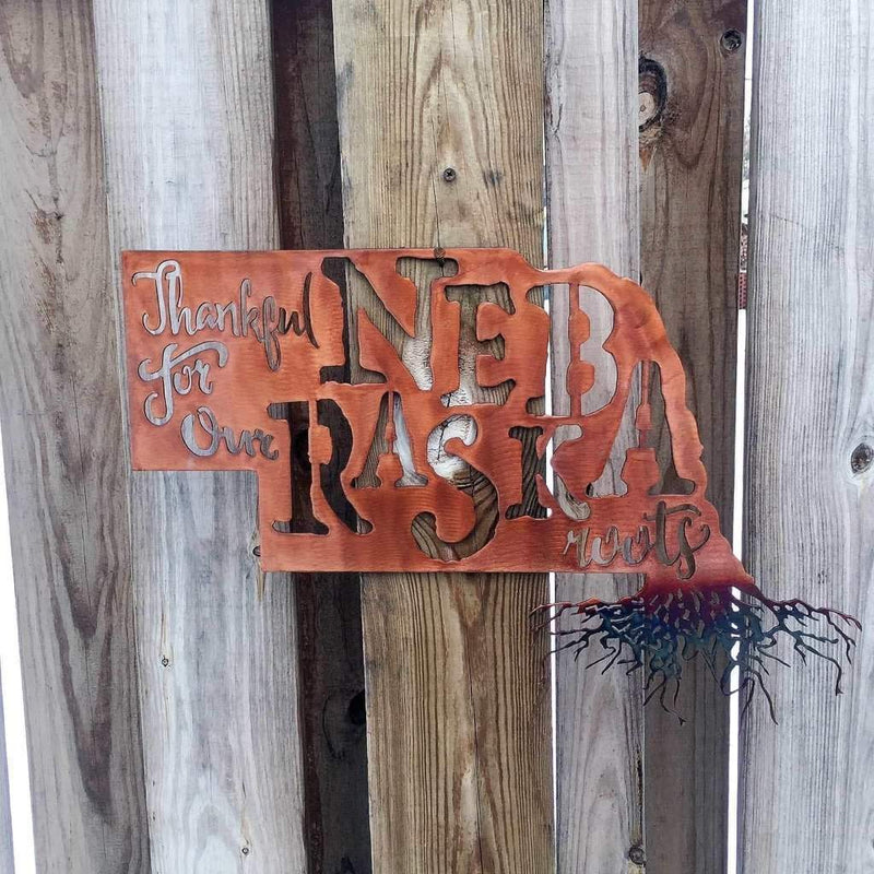 Thankful For My Nebraska Roots Metal Wall Art - Michigan Metal Artwork