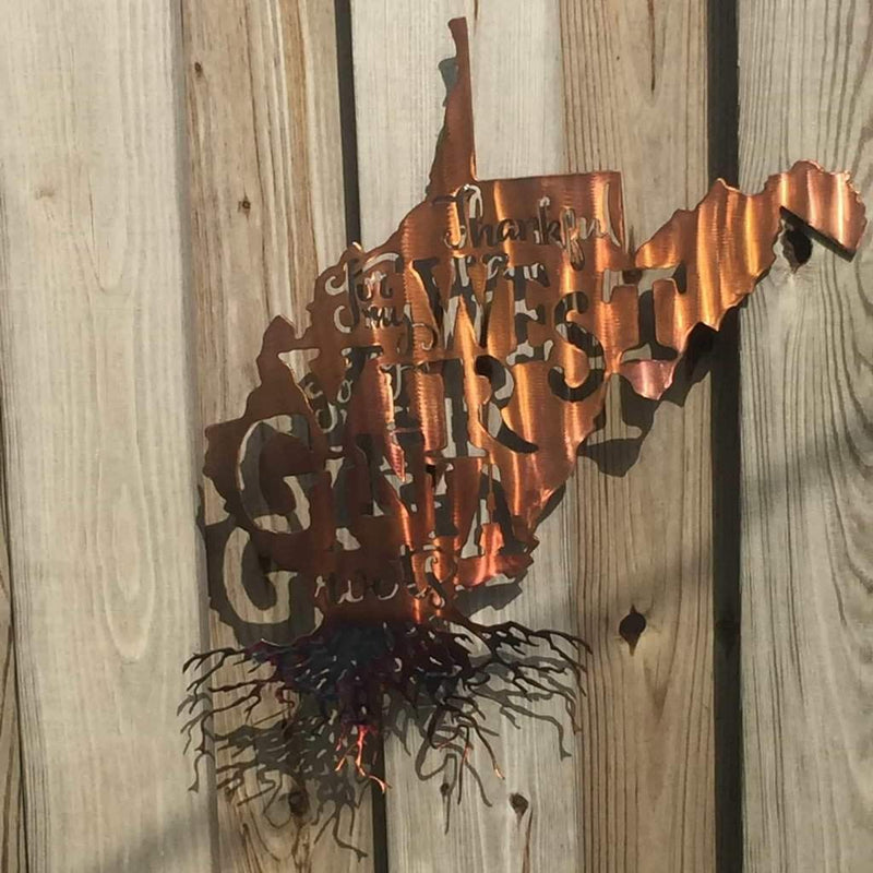 Thankful For My West Virginia Roots Metal Wall Art - Michigan Metal Artwork