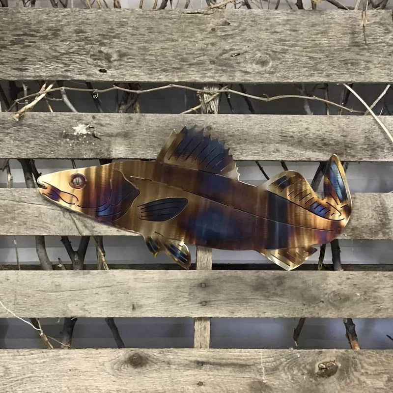 Torched Salmon Fish Metal Wall Art - Michigan Metal Artwork