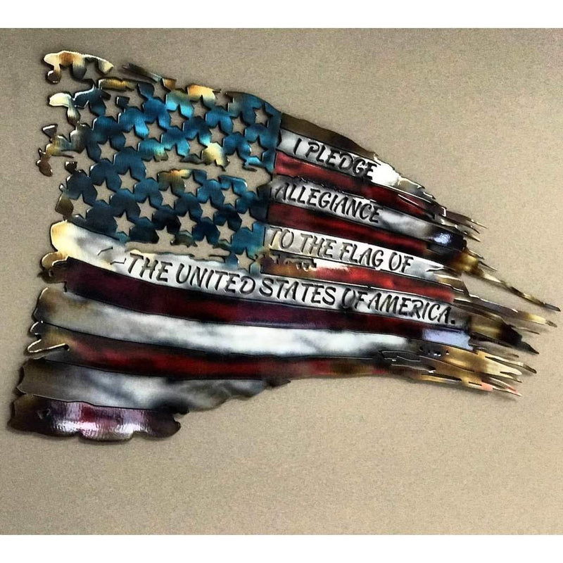 War Torn American Flag Metal Wall Art - Michigan Metal Artwork