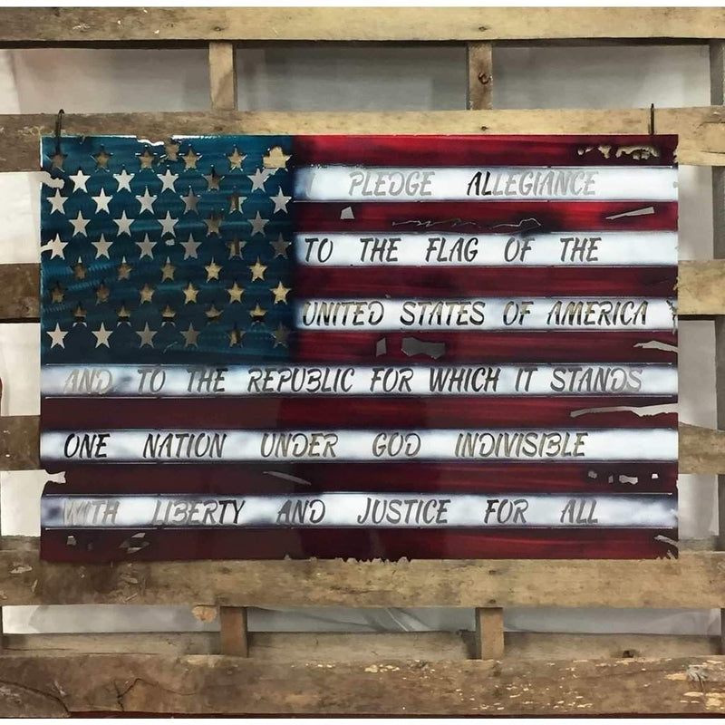 Weathered American Flag Metal Wall Art - Michigan Metal Artwork