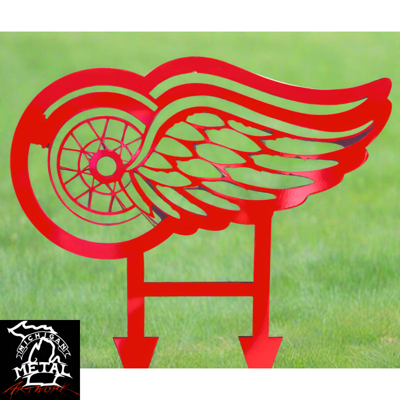 Winged Wheel Metal Yard Art