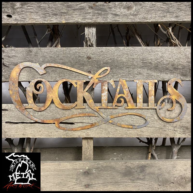 Cocktails Sign Metal Wall Art Signs