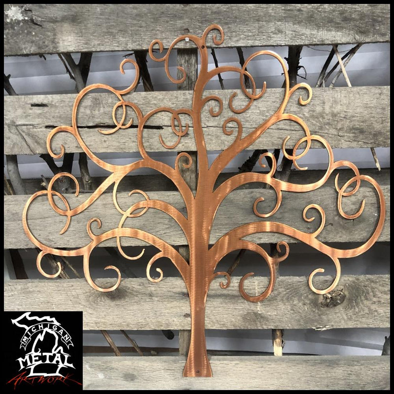 Curly Tree Of Life Metal Wall Art 12 X / Copper Bronze Trees &amp; Leaves