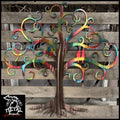 Curly Tree Of Life With Birds Metal Wall Art 24 X / Airbrushed Various Trees &amp; Leaves