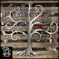 Curly Tree Of Life With Birds Metal Wall Art 36 X / Polished Red Cardinals Trees &amp; Leaves
