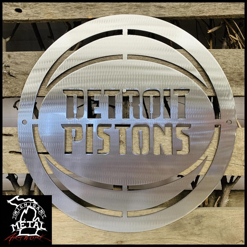 Detroit Pistons Logo Metal Wall Art 12 Round / Polished Sports