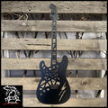 Electric Guitar Metal Wall Art Matte Black / 12 X 36 Music