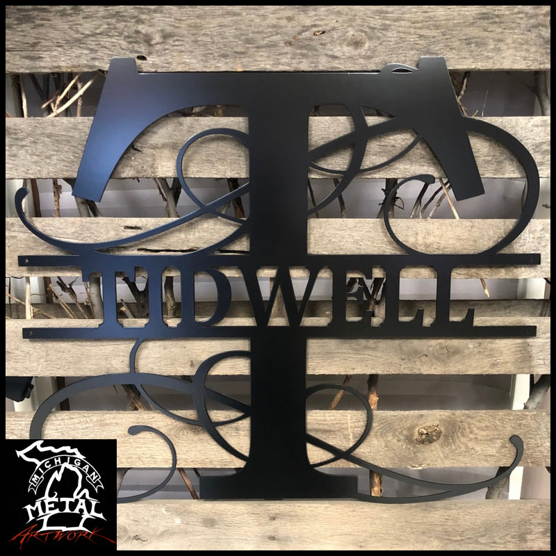 Split Letter Monogram - Metal Sign *with LIVE PREVIEW* - monogram metal shop