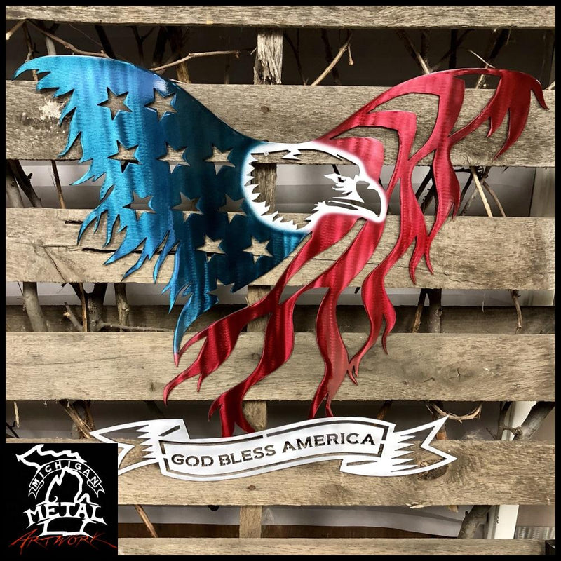Freedom In Flight Metal Wall Art 16 X 13.5 / God Bless America Flags