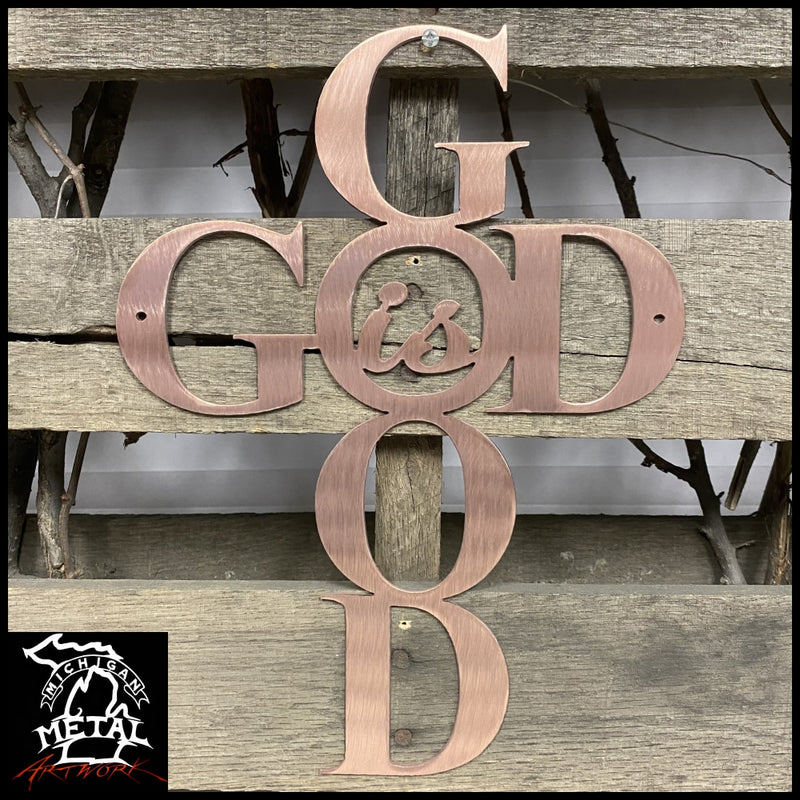 God Is Good Metal Wall Art Copper Religious