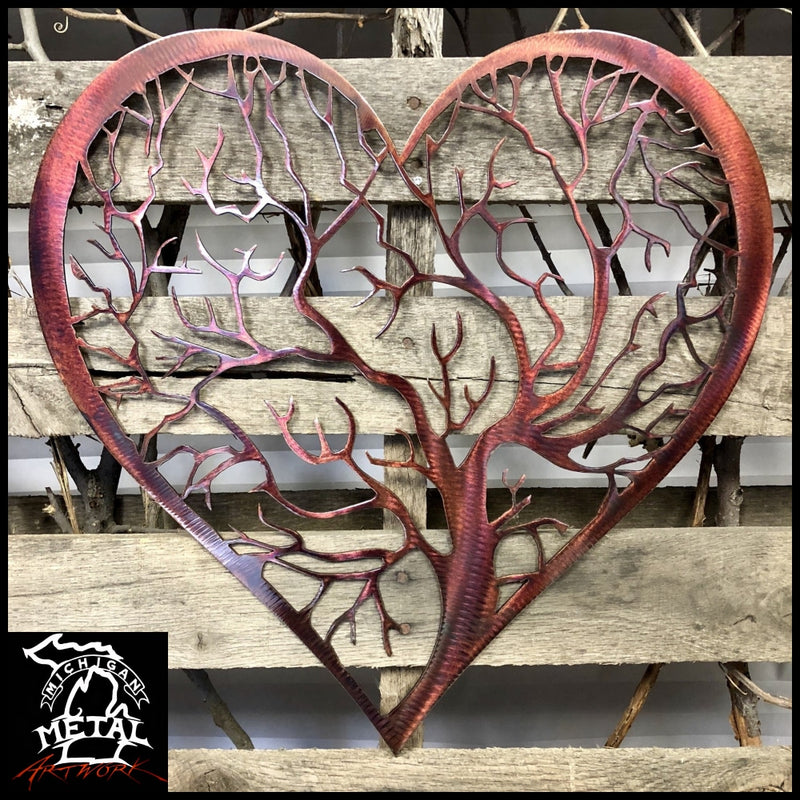 Heart Tree Of Life Metal Wall Art 18 Width / Raspberry Romance Trees &amp; Leaves