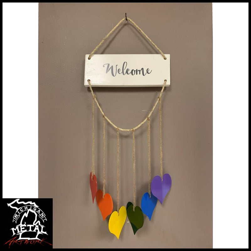 Hearts Of Harmony Hanging Decor Whitewood / Add Welcome Text Garden