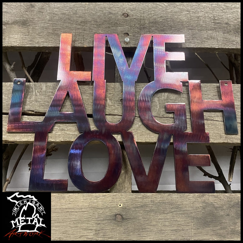 Live Laugh Love Metal Wall Art Copper Bronze Decorative Words