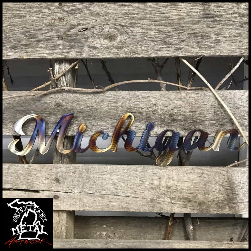 Michigan Torched Metal Wall Art 24 X 4 Themed