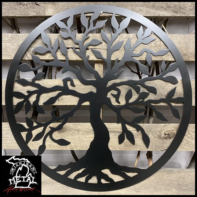 Modern Olive Tree Of Life Metal Wall Art 18 X / Black Trees &amp; Leaves