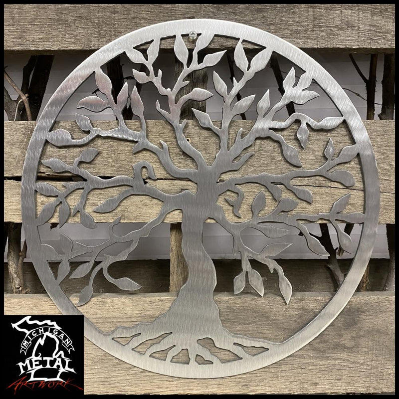 Modern Olive Tree Of Life Metal Wall Art 18 X / Polished Trees &amp; Leaves