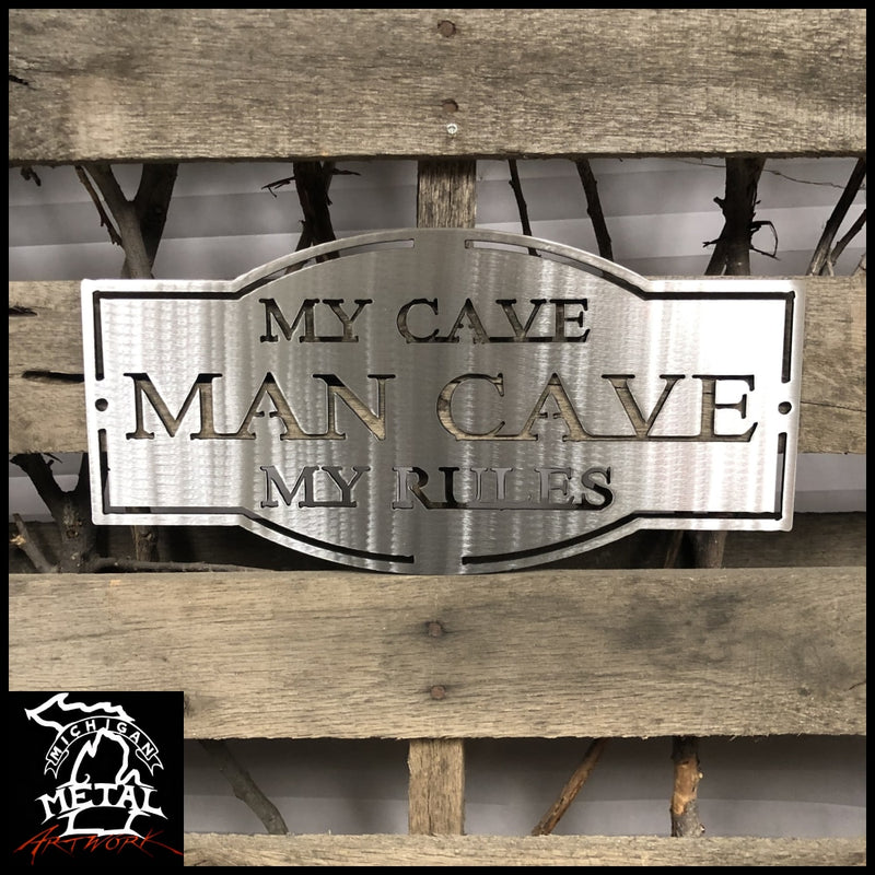 My Man Cave Metal Wall Art Sign 14 X 7 / Polished Signs