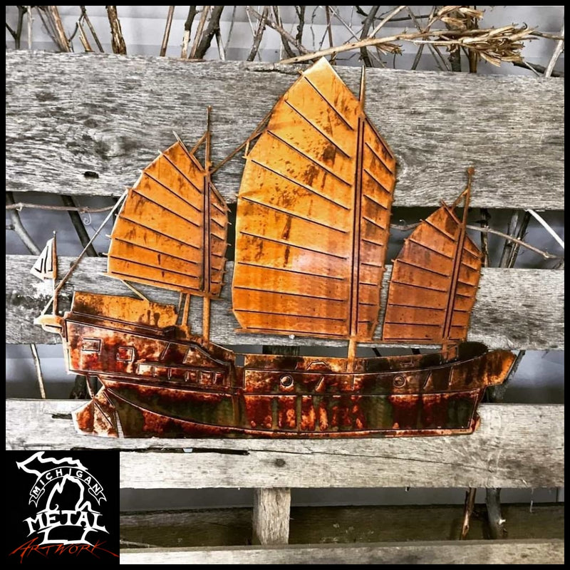 Old Wooden Sailing Ship Metal Wall Art Nautical