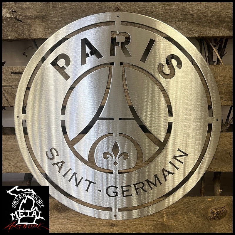 Paris Saint Germain Logo Metal Wall Art 18 Round / Polished - Indoor Only Sports