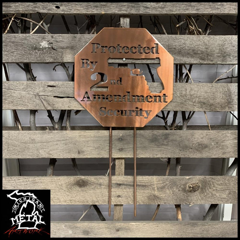 Protected By 2Nd Amendment Metal Wall Art Sign Novelty